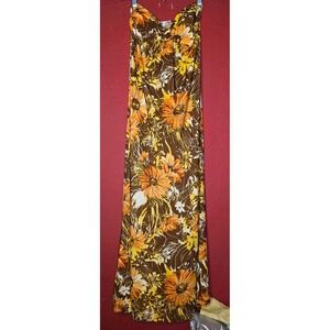 Vintage Body Central Floral‎ Maxi Dress Brown Yellow Orange S